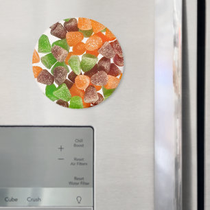 Orange green red gum candy sprinkled with sugar magnet