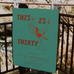 Orange & Green Retro 30th Birthday Welcome Sign