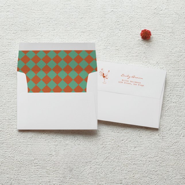 Orange & Green Retro Chic 30th Birthday Party Envelope (Creator Uploaded)