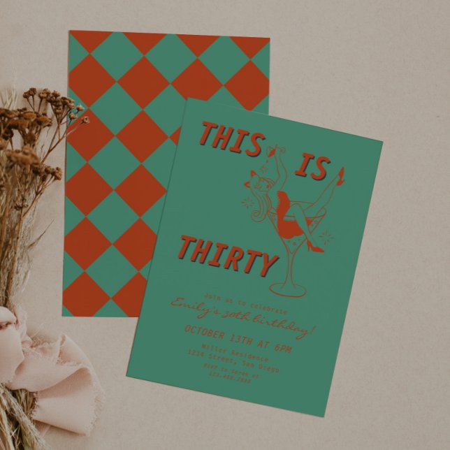 Orange & Green Retro Chic 30th Birthday Party Invitation (Creator Uploaded)
