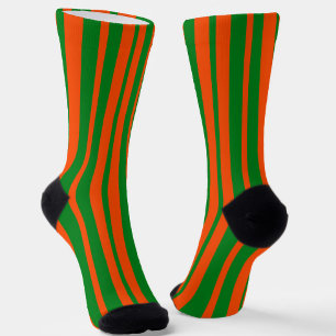 Orange Green Stylish Stripes Pattern Design  Socks
