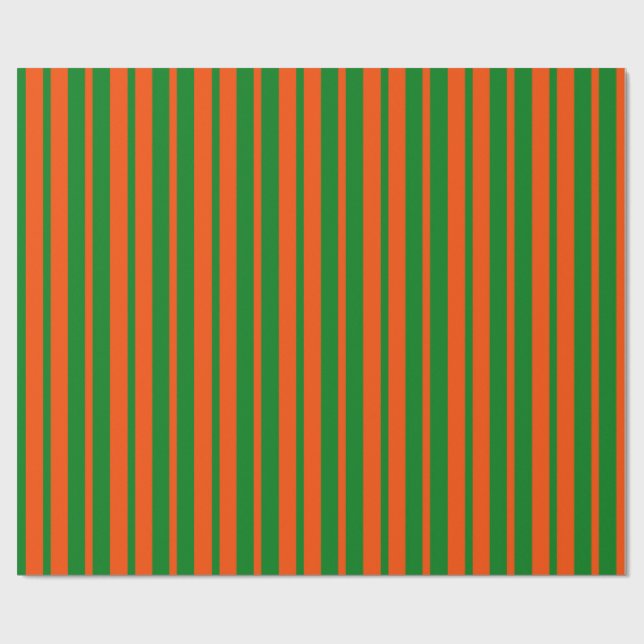Orange Green Stylish Stripes Pattern Design  Wrapping Paper (Flat)