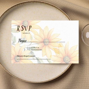 Orange green sunflower summer floral RSVP Invitation