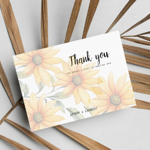 Orange green sunflower summer floral Thank You Invitation