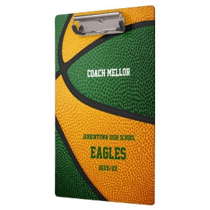 orange green team colours basketball coach name clipboard