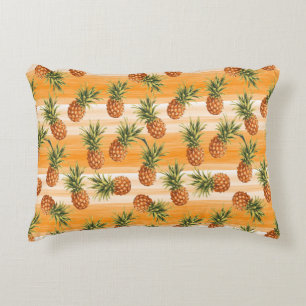 Orange Green Tropical Pineapple Fruit Pattern Decorative Cushion