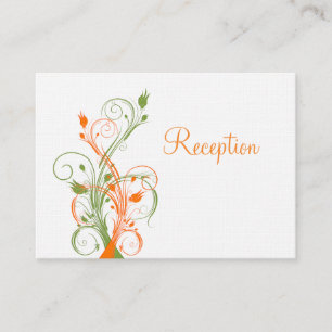 Orange Green White Floral Reception Enclosure Card