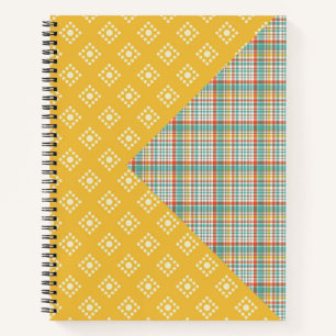 ORANGE GREEN YELLOW RETRO PATTERNS NOTEBOOK