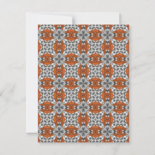Orange Grey and White Repeat Tile Pattern Invitation