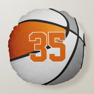 orange grey basketball kids teens sports room  round cushion