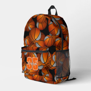 orange grey basketball team colours w jersey numbe printed backpack