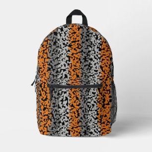 Orange grey black digital pixelated stripes printed backpack