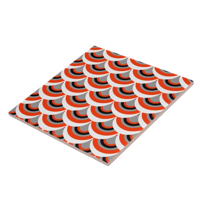 Orange Grey Black Mix Modern Geometric Pattern Tile (Side)