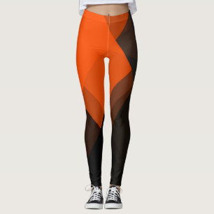 Orange Grey Black Modern Geometric Pattern Leggings