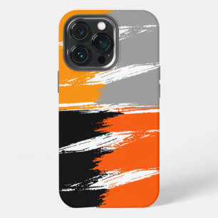 Orange Grey Black White Brush Stroke Paint iPhone 13 Pro Case