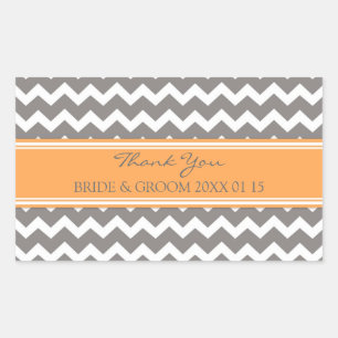 Orange Grey Chevron Thank You Wedding Favour Tags