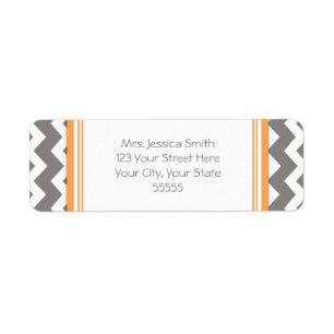 Orange Grey Chevrons Custom Return Address Labels