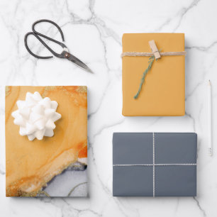 Orange Grey Gold Wrapping Paper Sheet