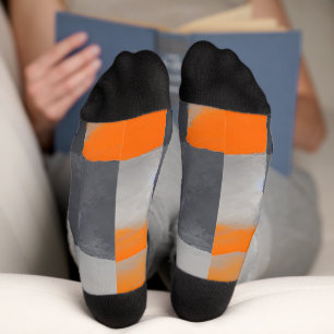 Orange Grey Plaid Chequered Socks