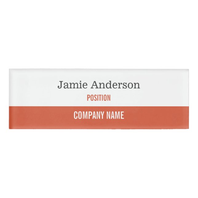 Orange & Grey Professional Name Tag (Front)