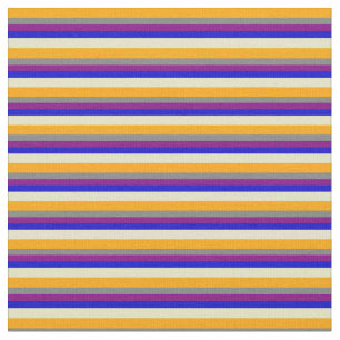 Orange, Grey, Purple, Blue, Pale Goldenrod Stripes Fabric