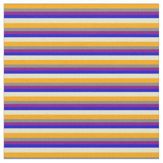 Orange, Grey, Purple, Blue, Pale Goldenrod Stripes Fabric
