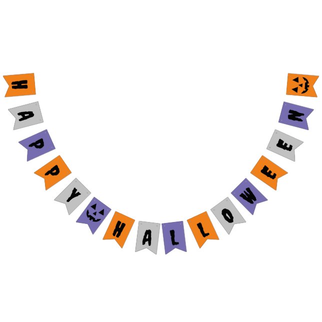 Orange Grey Purple Happy Halloween Bunting (All)