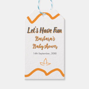 Orange grey retro spanish baby shower boho modern  gift tags