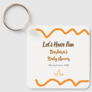 Orange grey retro spanish baby shower boho modern key ring