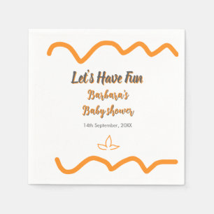 Orange grey retro spanish baby shower boho modern napkin
