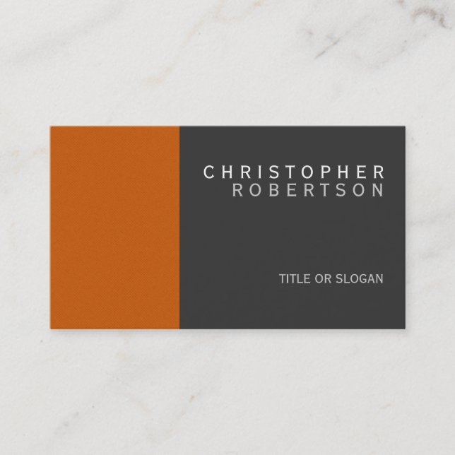 Orange Grey Simple Plain Business Card (Front)