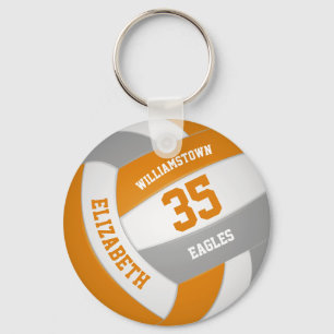 orange grey sports team colours volleyball key ring