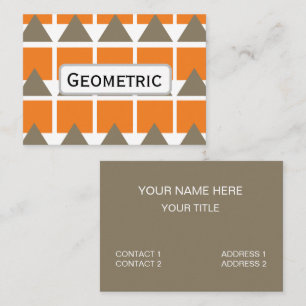 Orange Grey Square Triangle Geometric Business Card