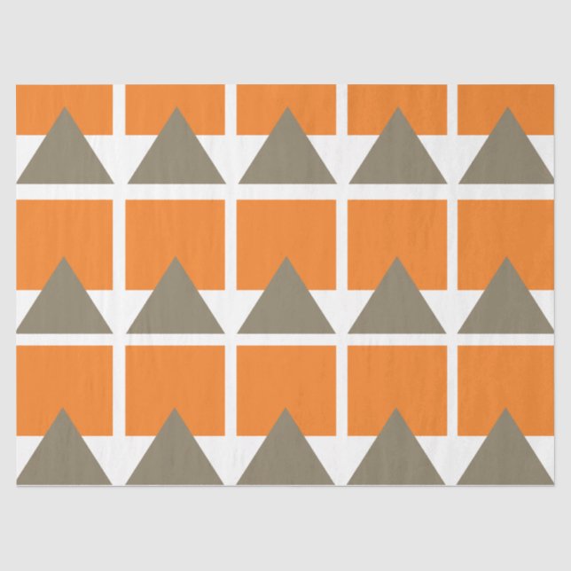 Orange Grey Square Triangle Geometric Tissue Paper (Front)