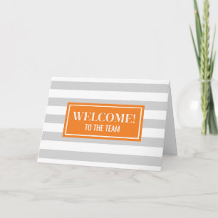 Orange Grey Stripes Employee Welcome to the Team Card