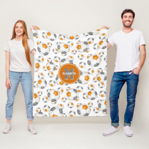 orange grey team colours boys girls soccer fleece blanket