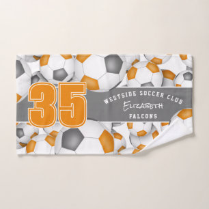 orange grey team colours gifts Lots of soccer ball Hand Towel