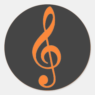 Orange grey treble clef music stickers