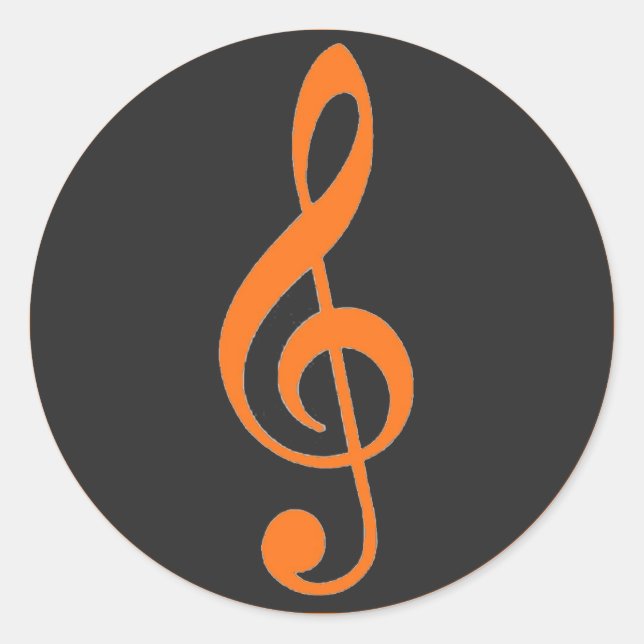 Orange grey treble clef music stickers (Front)