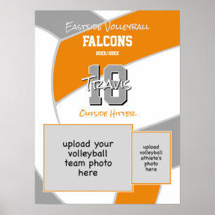 orange grey volleyball team colours commemorative poster