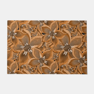 Orange, grey watercolor flowers.  doormat