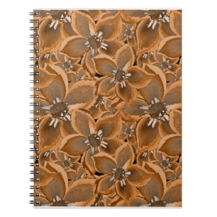 Orange, grey watercolor flowers. notebook