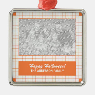 Orange Grid Photo Metal Tree Decoration