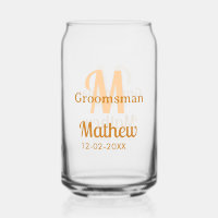 Orange groomsman name letter date masculine pastel
