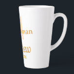 Orange groomsman name letter date masculine pastel latte mug<br><div class="desc">design</div>