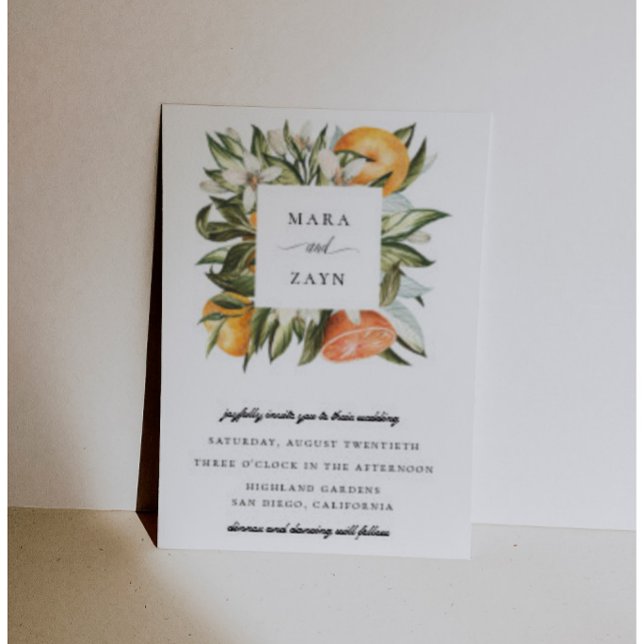 Orange Grove Botanical Citrus Frame Wedding Invitation (Creator Uploaded)