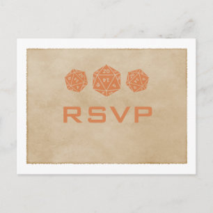 Orange Grunge D20 Dice Gamer RSVP Postcard