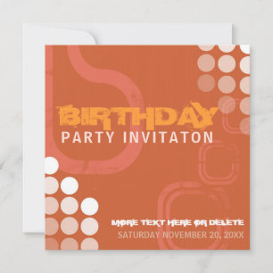 Orange Grunge Electro Party Birthday Invitation