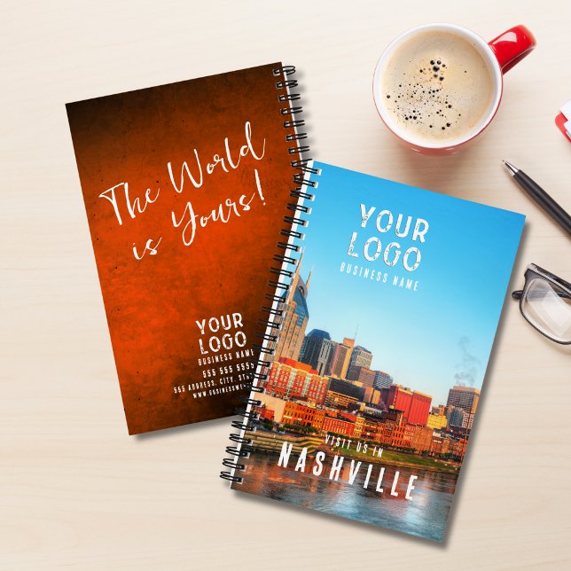 Orange Grunge Gradient Business Logo Photo Notebook (Creator Uploaded)