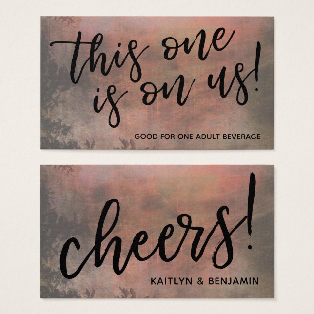 Orange Grunge Typography Casual Drink Tickets (Front & Back)